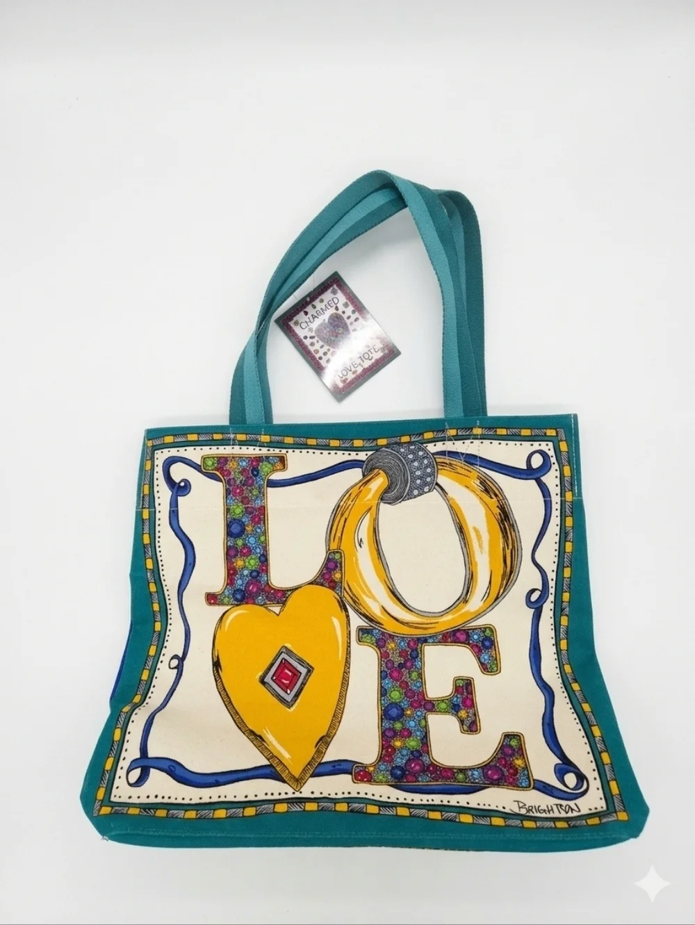 NEW Brighton Charmed Holiday Love Heart Canvas Tote Bag